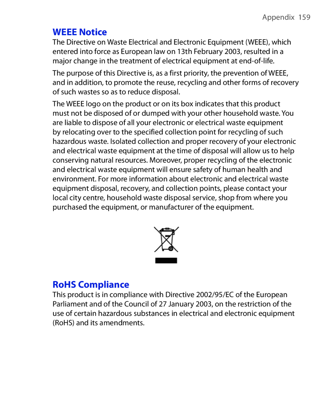 HTC HTC S621 user manual Weee Notice, RoHS Compliance 