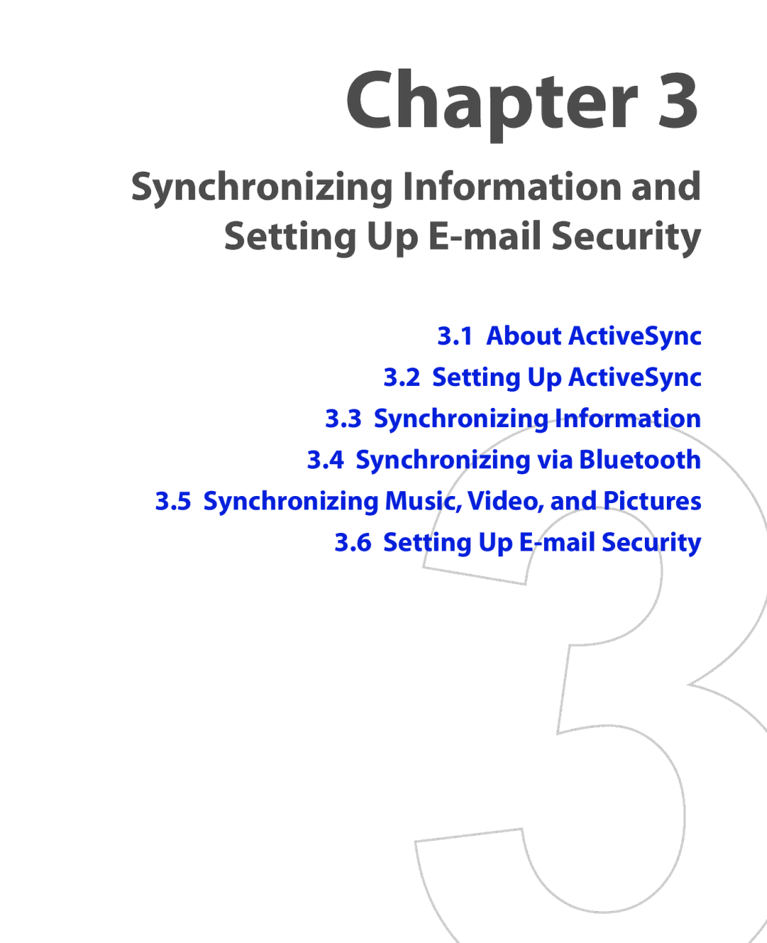 HTC HTC S621 user manual Synchronizing Information and Setting Up E-mail Security 