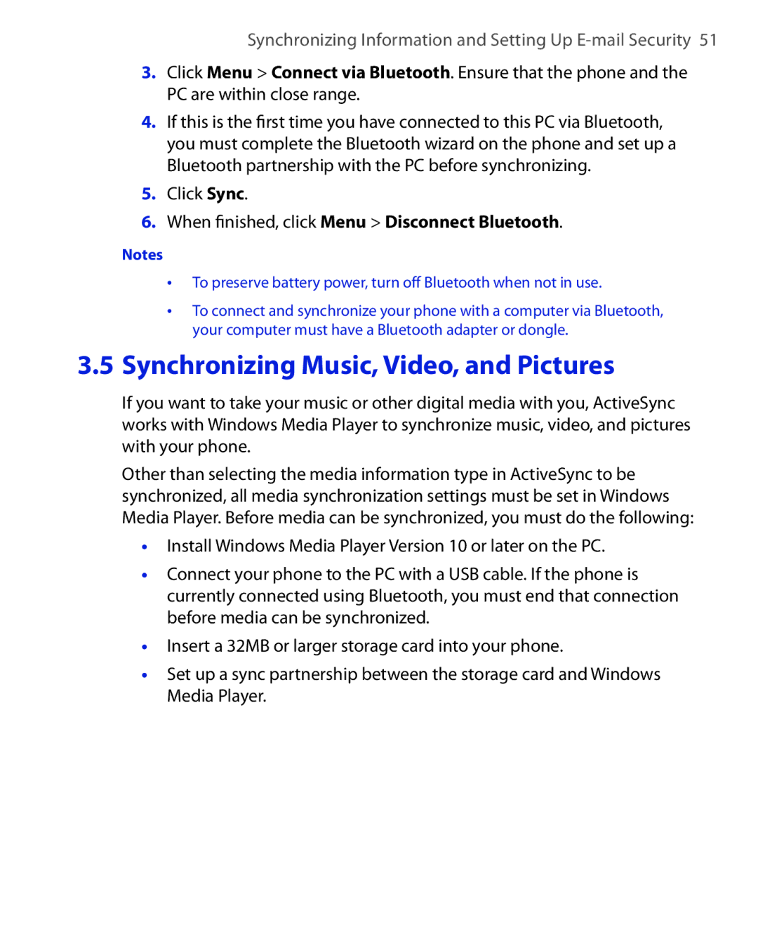 HTC HTC S621 user manual Click Sync, When ﬁnished, click Menu Disconnect Bluetooth 