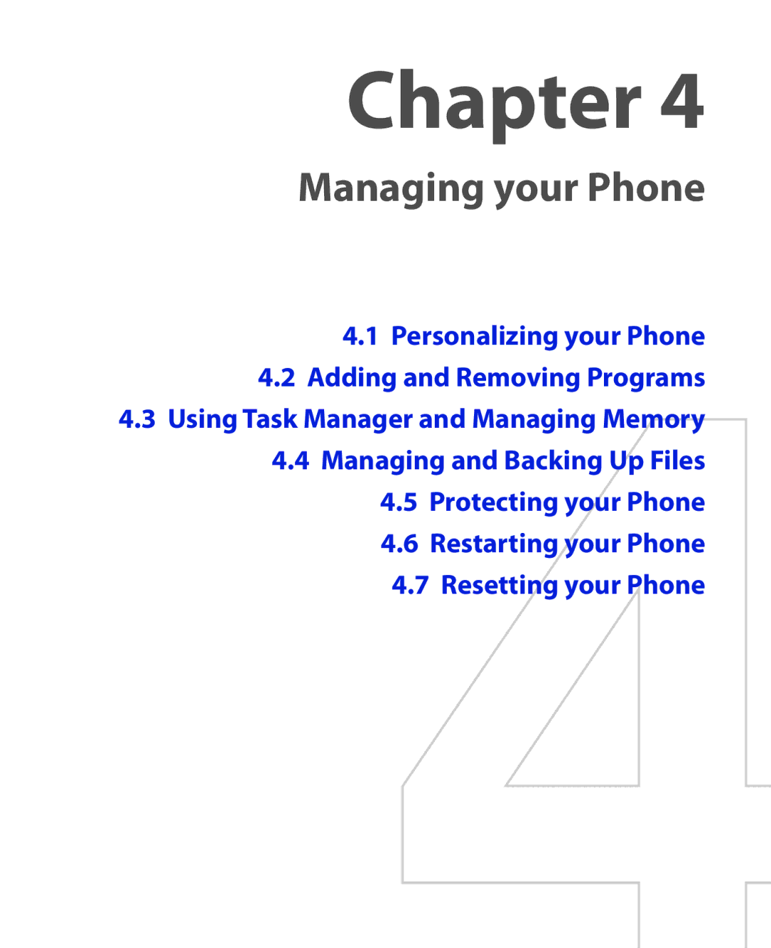 HTC HTC S621 user manual Managing your Phone 