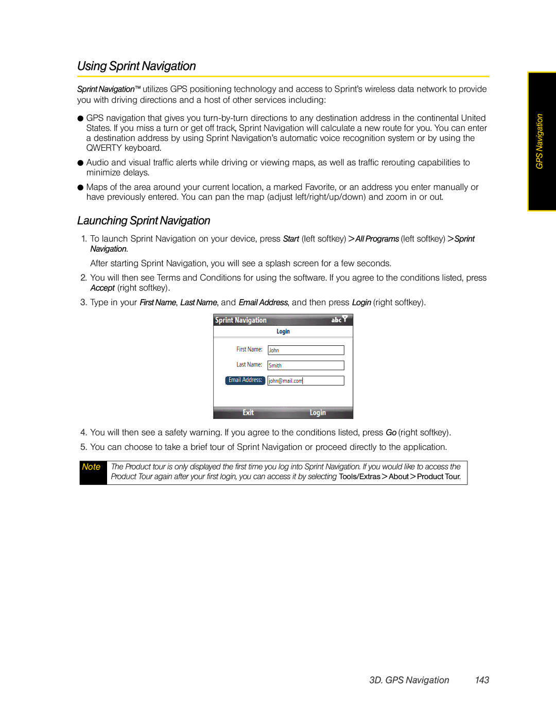 HTC CEDA200, HTC Snap manual Using Sprint Navigation, Launching Sprint Navigation, 3D. GPS Navigation 143 