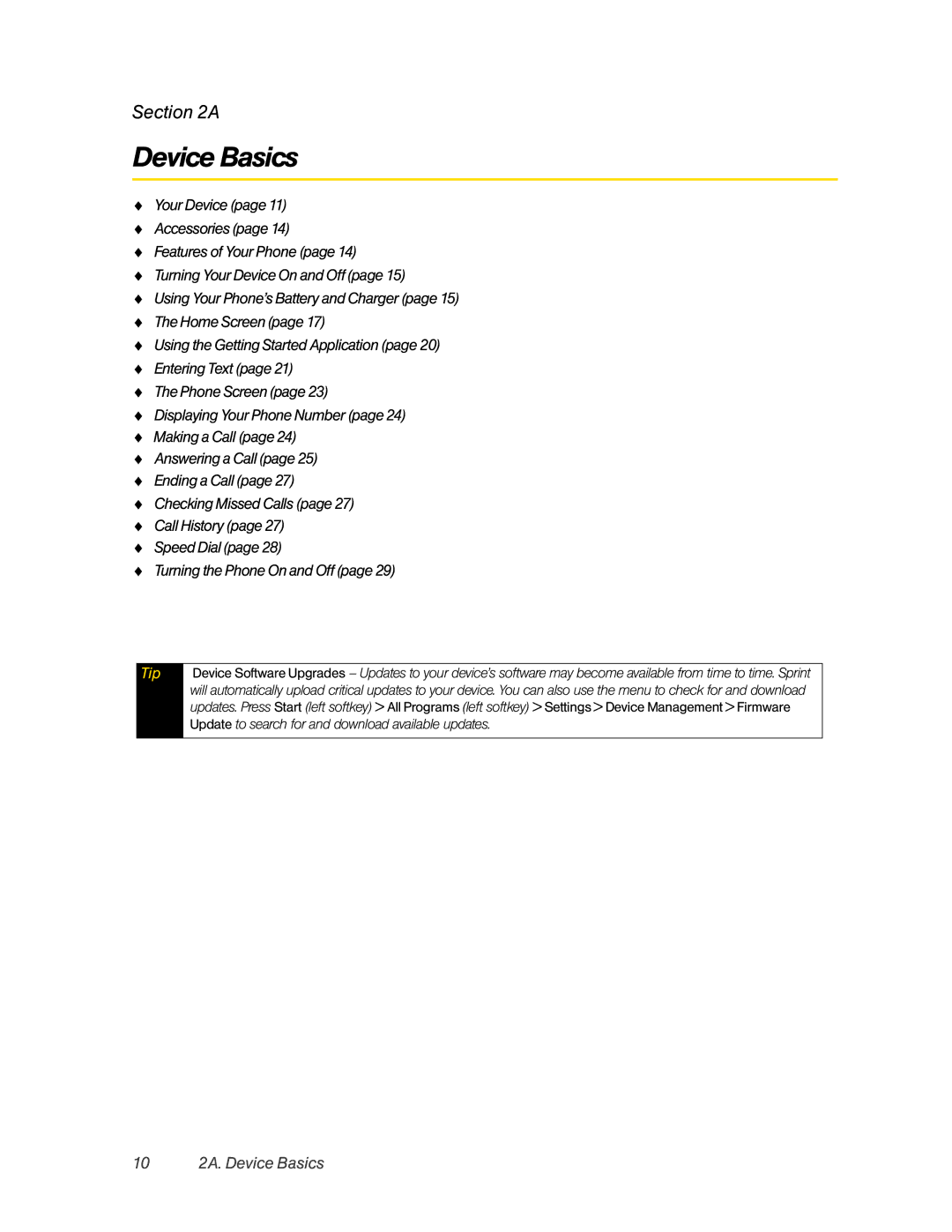 HTC HTC Snap, CEDA200 manual 10 2A. Device Basics 