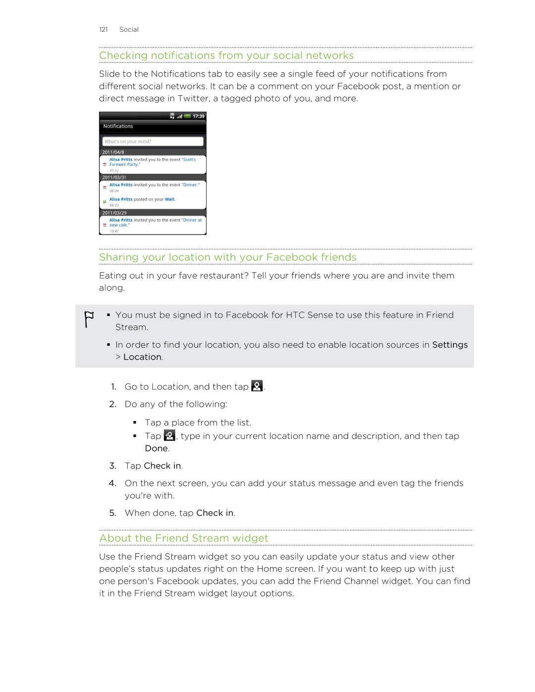 HTC HTCAmaze4GUnlockedBlack manual Checking notifications from your social networks, About the Friend Stream widget 