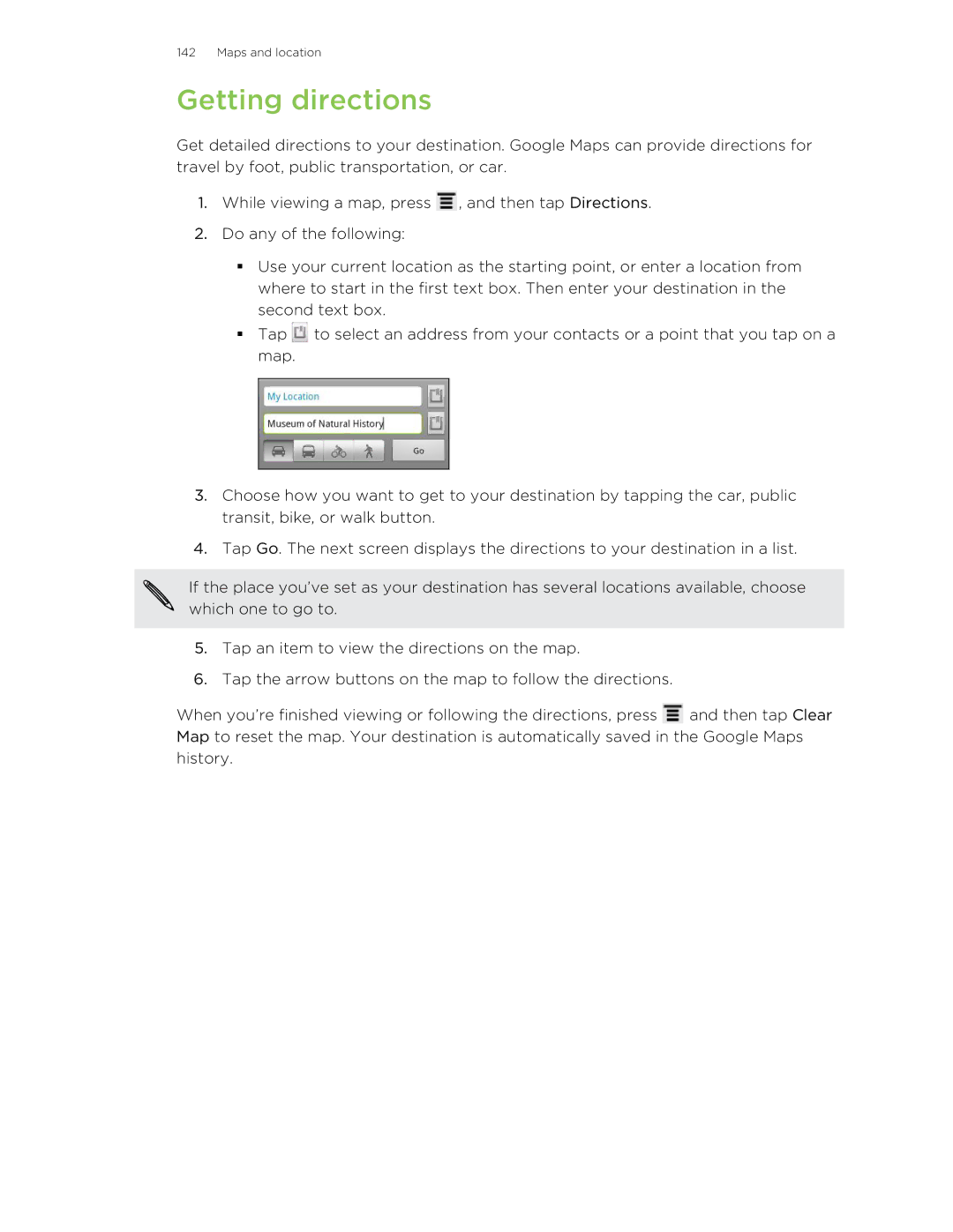 HTC HTCAmaze4GUnlockedBlack manual Getting directions 