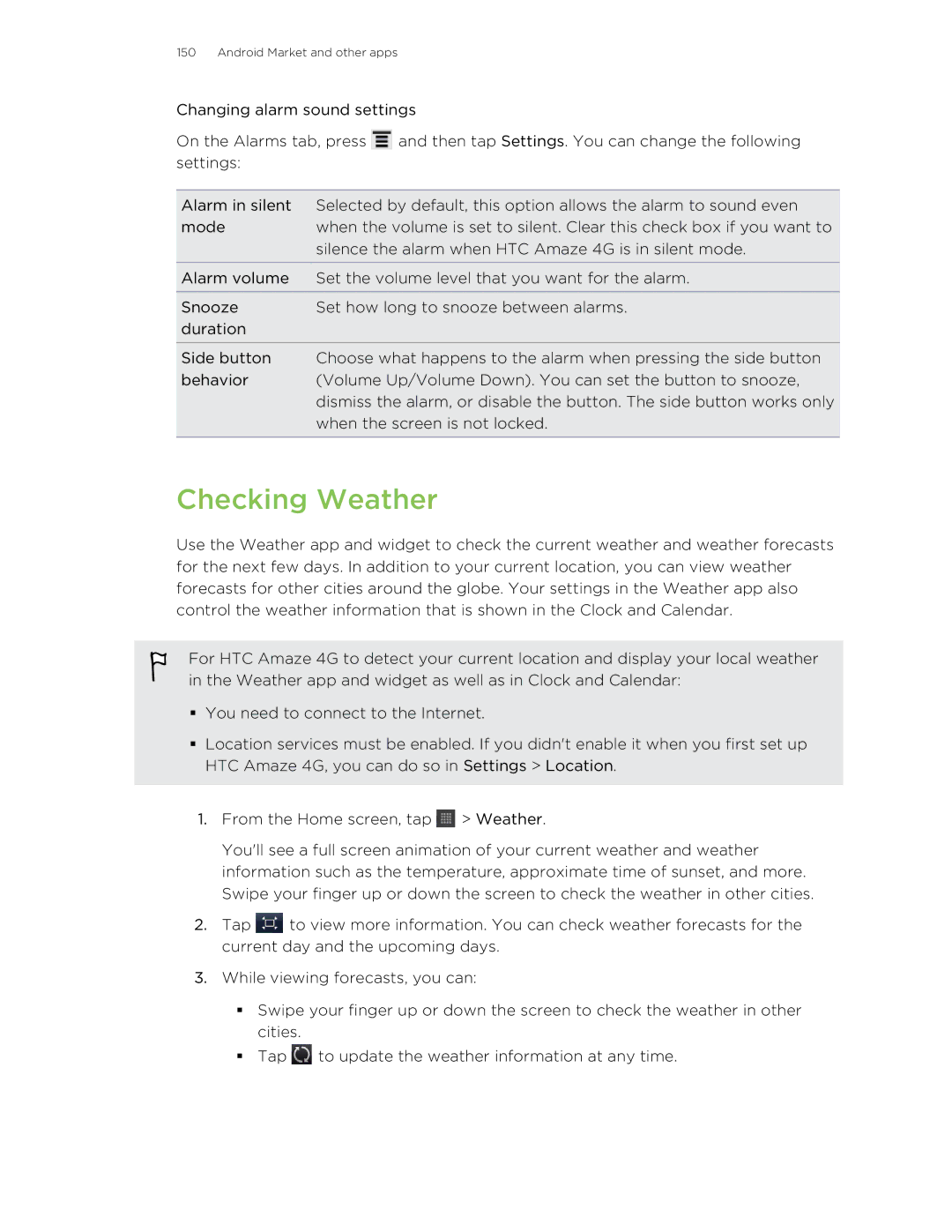 HTC HTCAmaze4GUnlockedBlack manual Checking Weather 