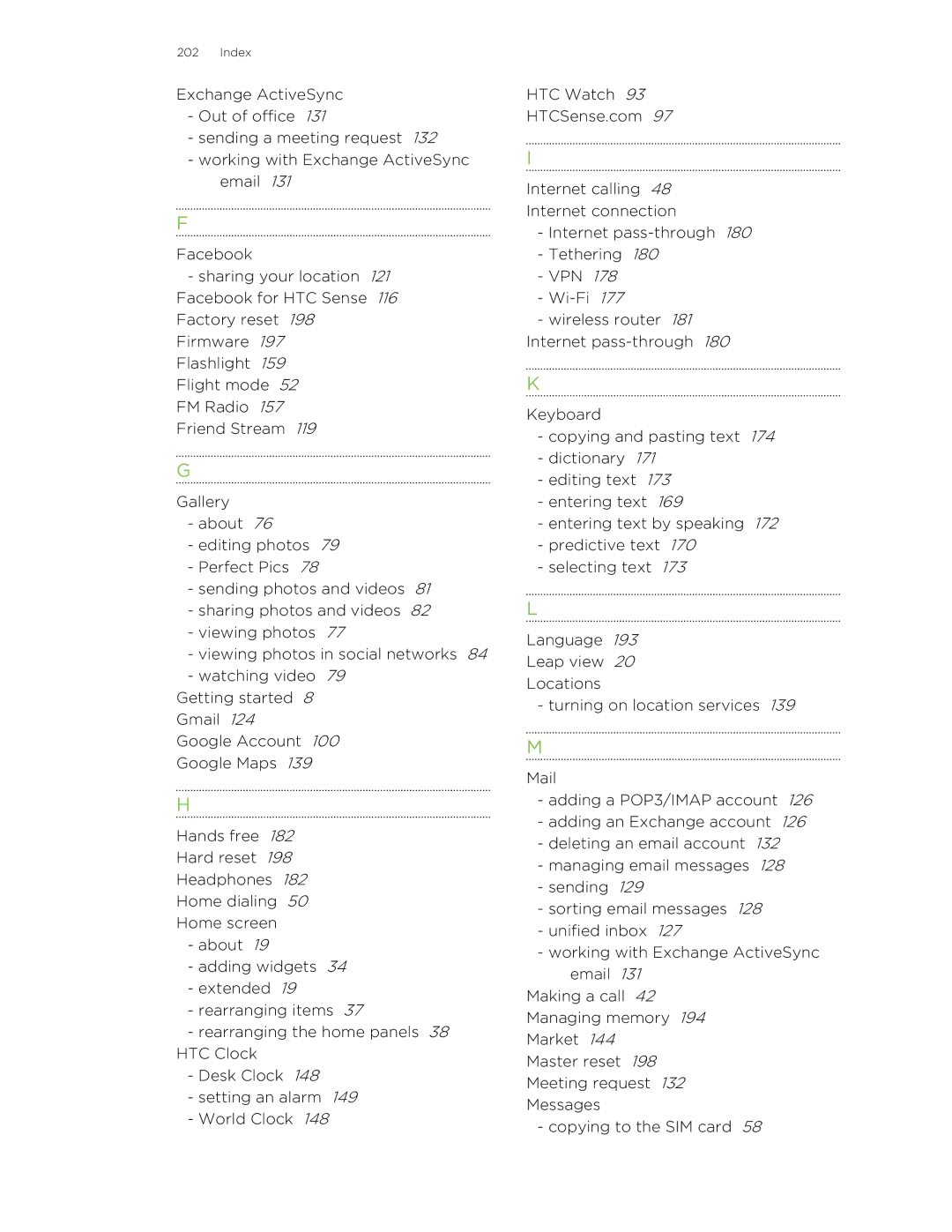 HTC HTCAmaze4GUnlockedBlack manual Index 