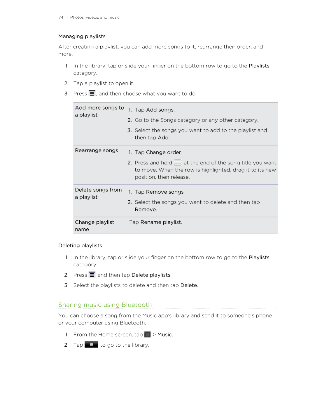 HTC HTCFlyerP512 manual Sharing music using Bluetooth 