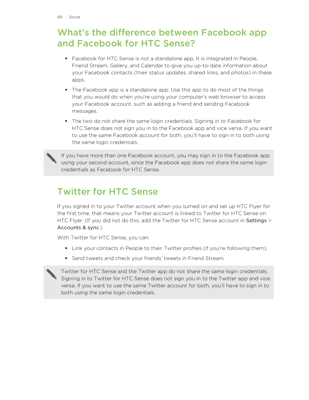 HTC HTCFlyerP512 manual Twitter for HTC Sense 