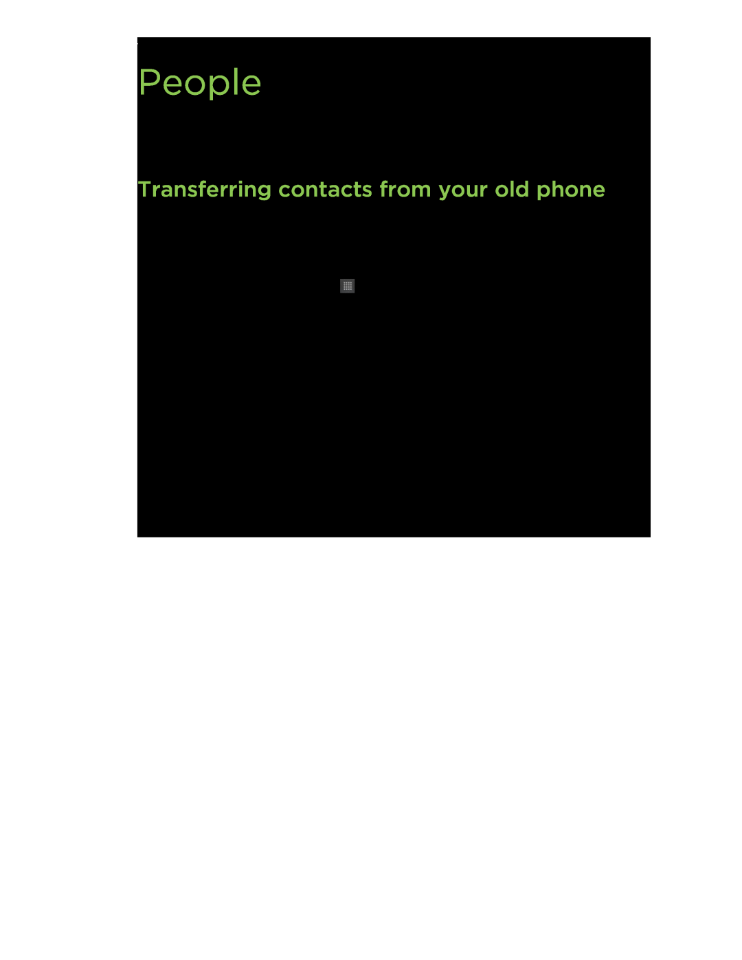 HTC HTCFlyerP512 manual People, Transferring contacts from your old phone 