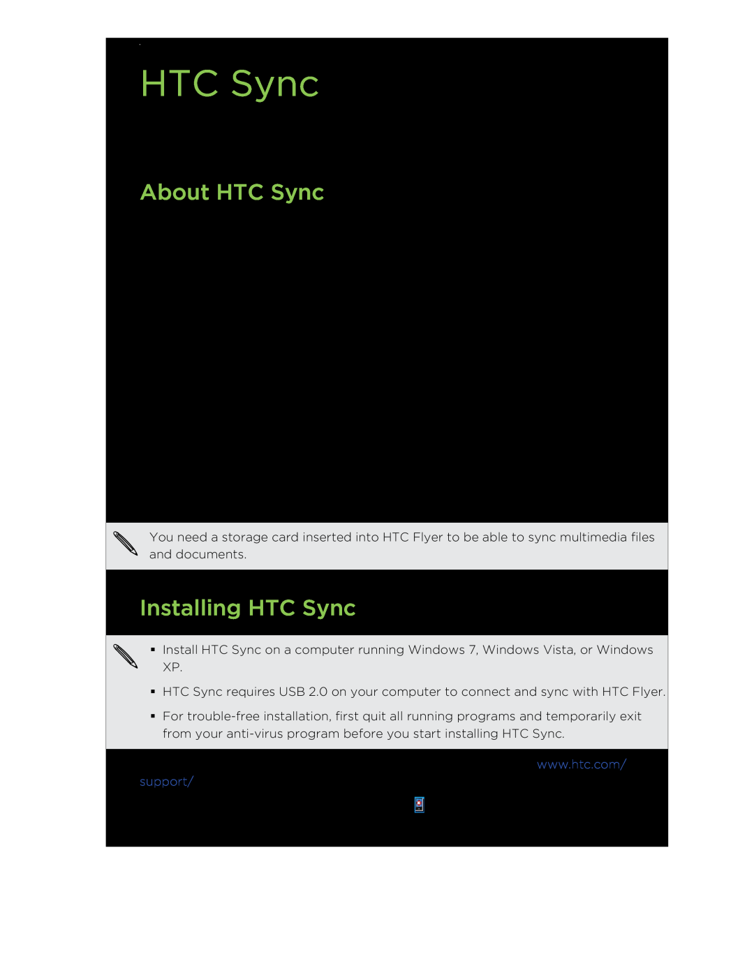 HTC HTCFlyerP512 manual About HTC Sync, Installing HTC Sync 
