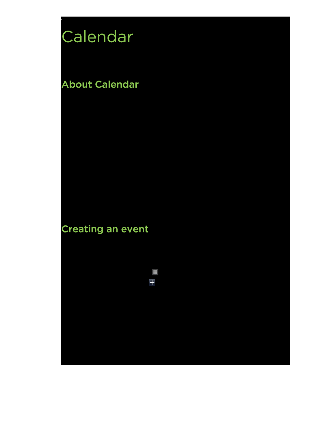 HTC HTCFlyerP512 manual About Calendar, Creating an event 