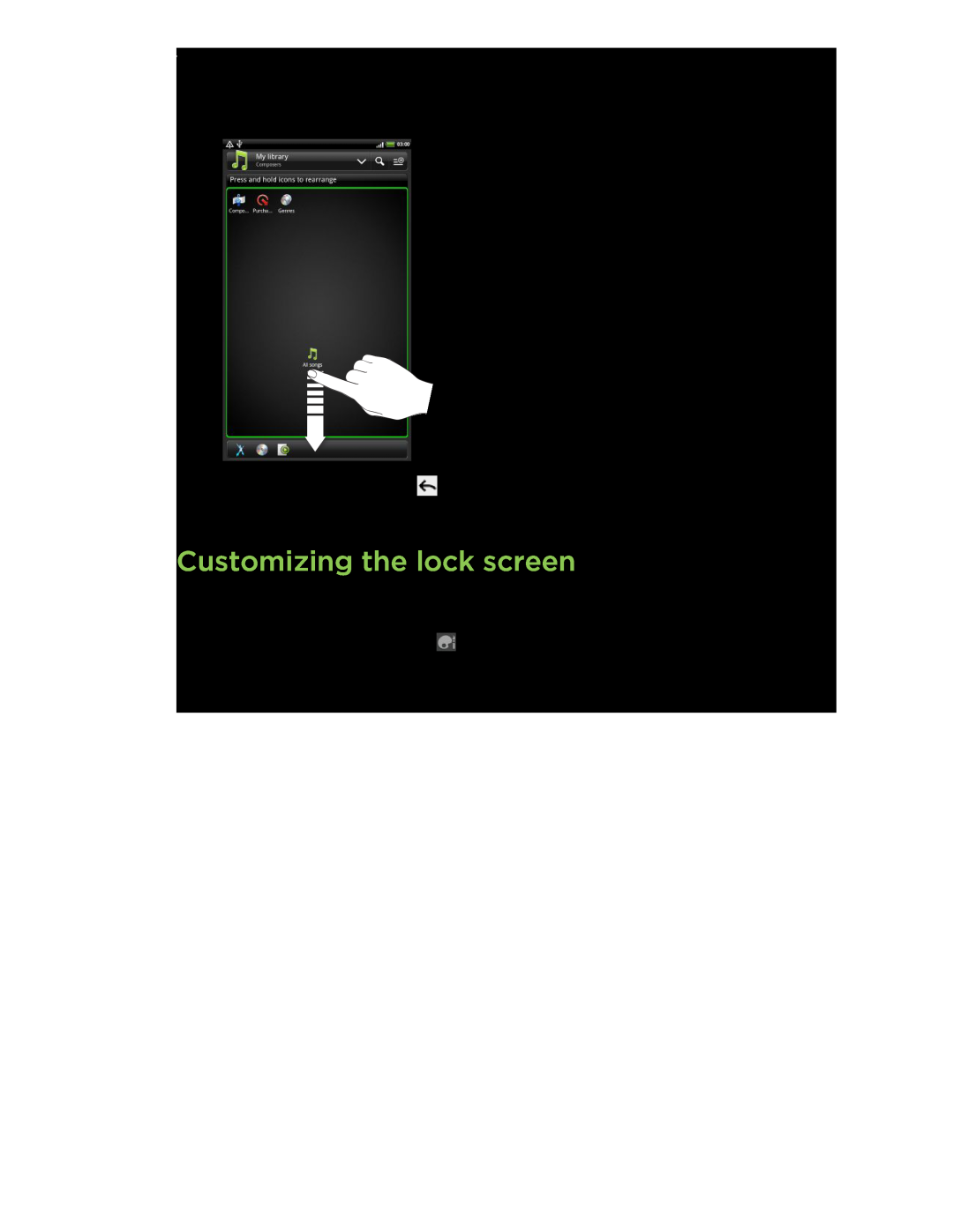 HTC HTCFlyerP512 manual Customizing the lock screen, Personalizing 