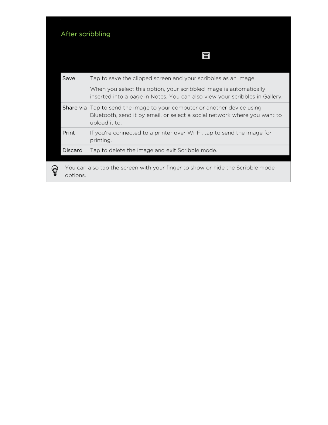 HTC HTCFlyerP512 manual After scribbling 