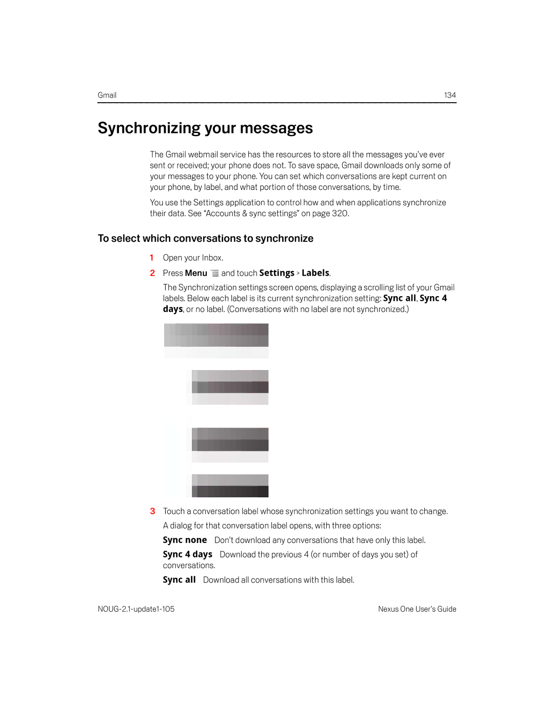 HTC HTCONEUNLOCKEDBLACK manual Synchronizing your messages, To select which conversations to synchronize 