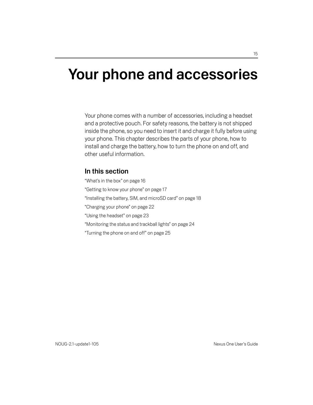 HTC HTCONEUNLOCKEDBLACK manual Your phone and accessories, This section 