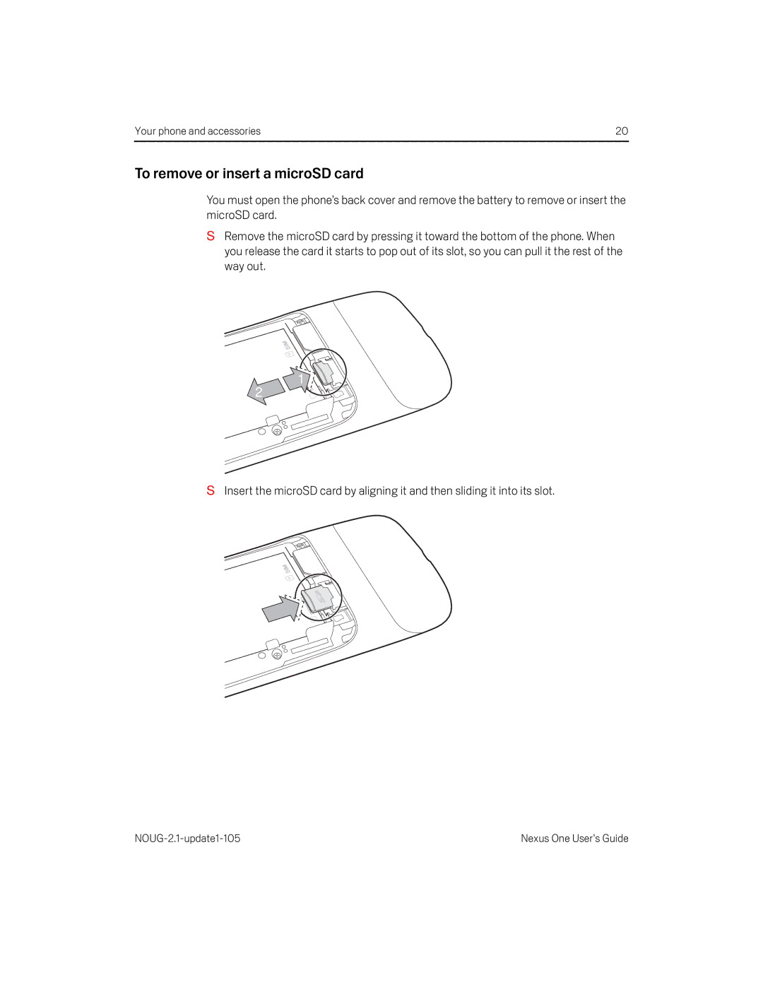 HTC HTCONEUNLOCKEDBLACK manual To remove or insert a microSD card 