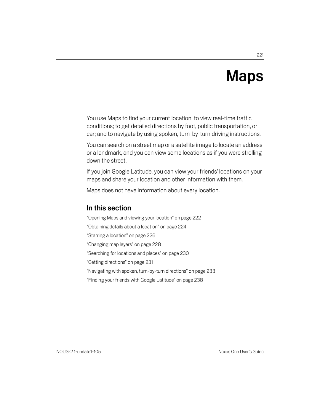 HTC HTCONEUNLOCKEDBLACK manual Maps does not have information about every location 