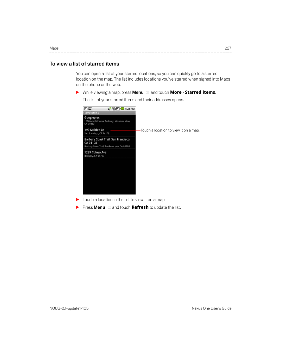 HTC HTCONEUNLOCKEDBLACK manual To view a list of starred items 