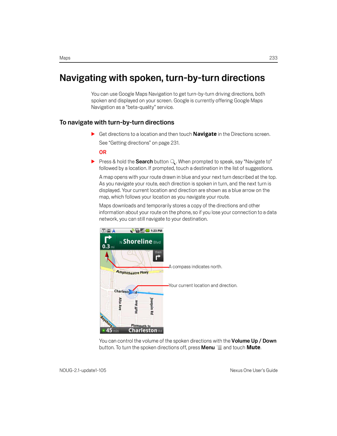 HTC HTCONEUNLOCKEDBLACK manual Navigating with spoken, turn-by-turn directions, To navigate with turn-by-turn directions 