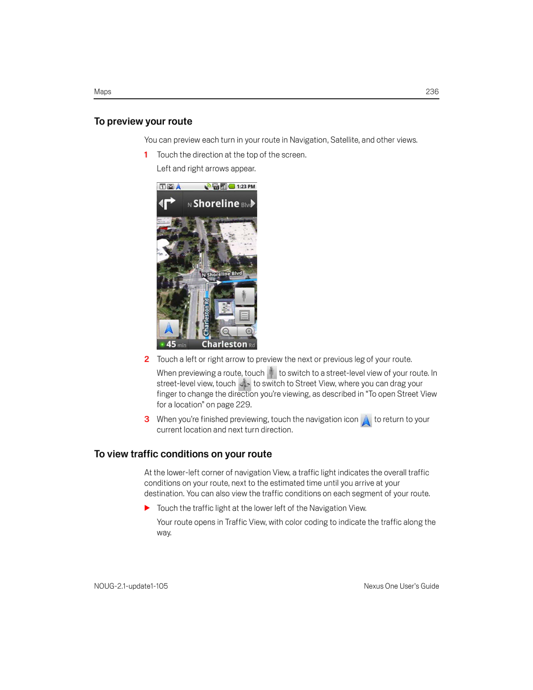 HTC HTCONEUNLOCKEDBLACK manual To preview your route, To view traffic conditions on your route 