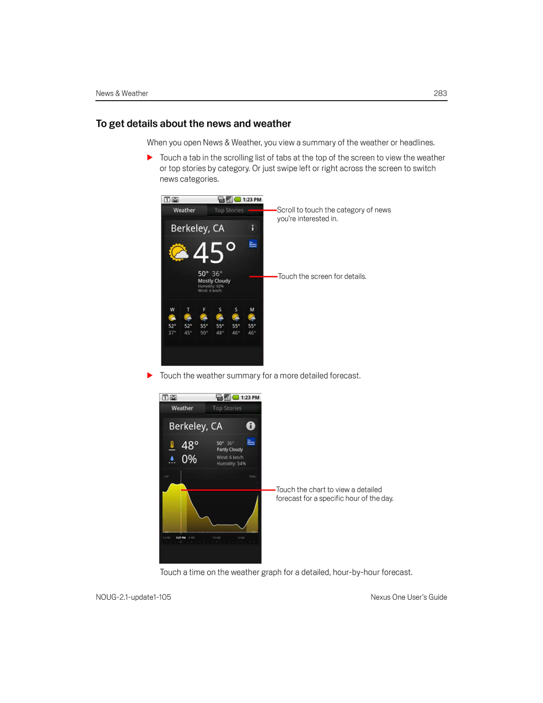 HTC HTCONEUNLOCKEDBLACK To get details about the news and weather, Touch the weather summary for a more detailed forecast 