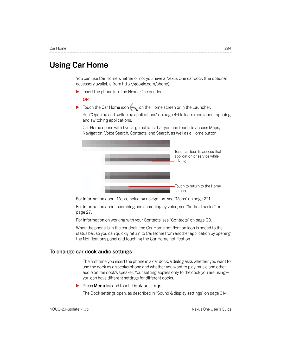 HTC HTCONEUNLOCKEDBLACK manual Using Car Home, To change car dock audio settings 