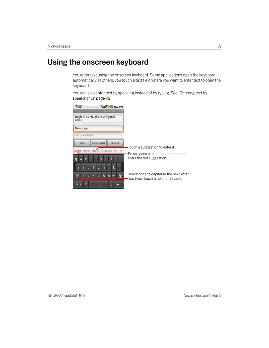 HTC HTCONEUNLOCKEDBLACK manual Using the onscreen keyboard 