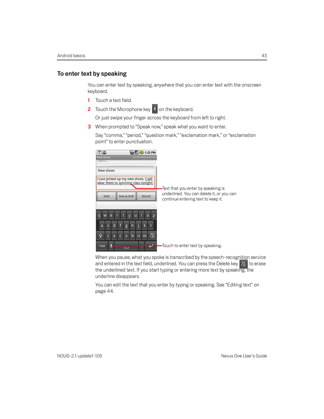 HTC HTCONEUNLOCKEDBLACK manual To enter text by speaking 