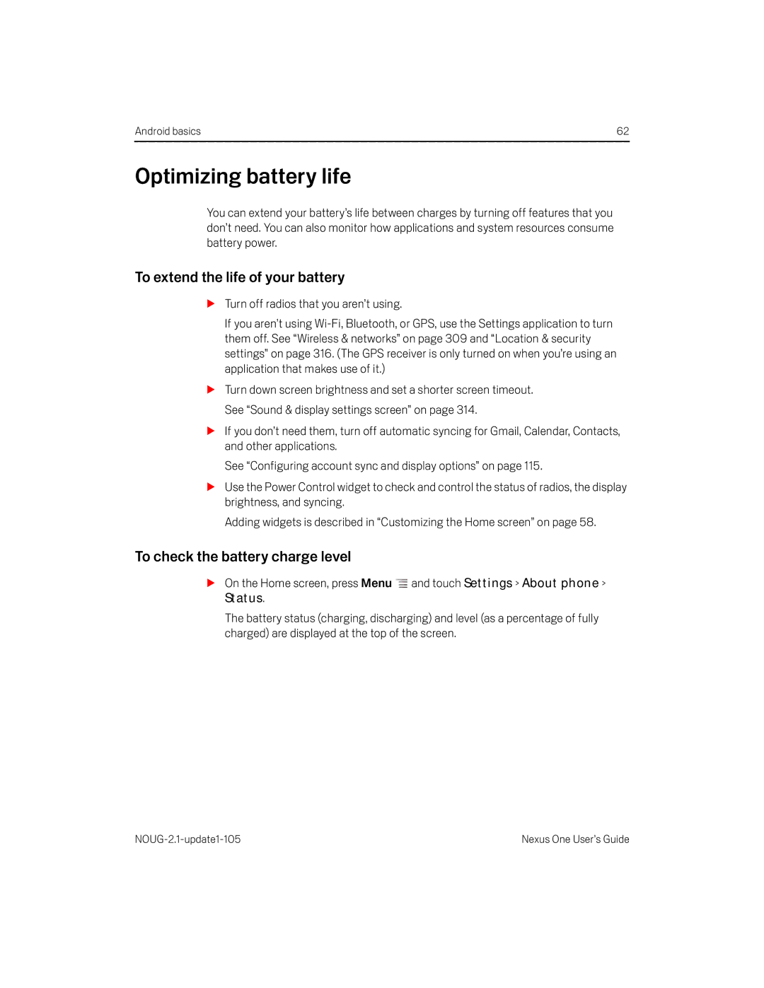 HTC HTCONEUNLOCKEDBLACK Optimizing battery life, To extend the life of your battery, To check the battery charge level 