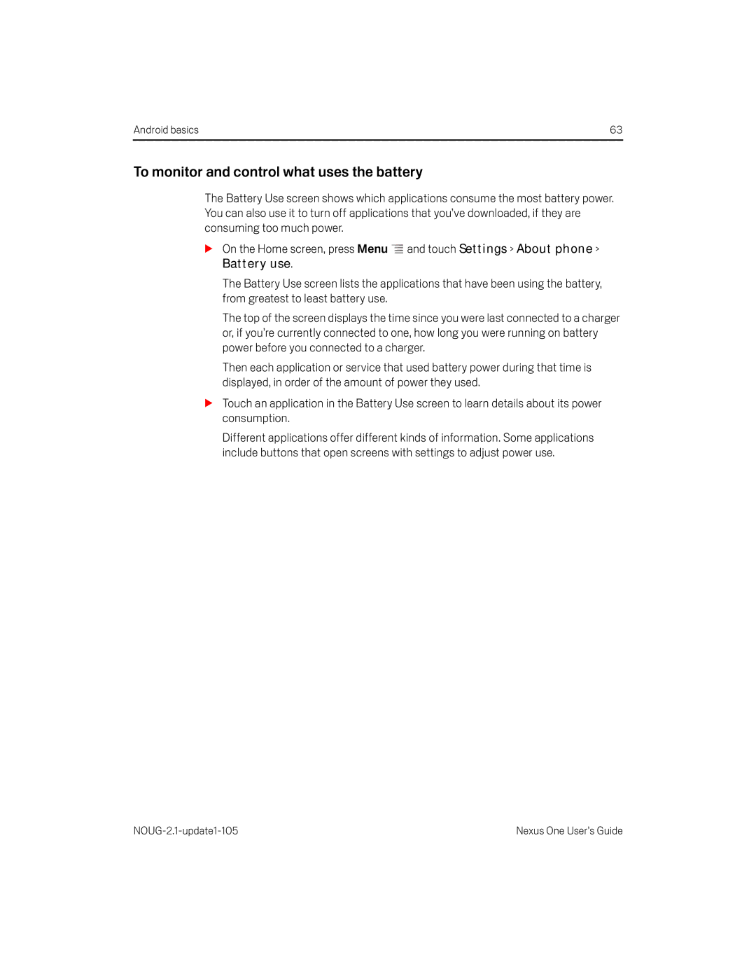 HTC HTCONEUNLOCKEDBLACK manual To monitor and control what uses the battery, Battery use 