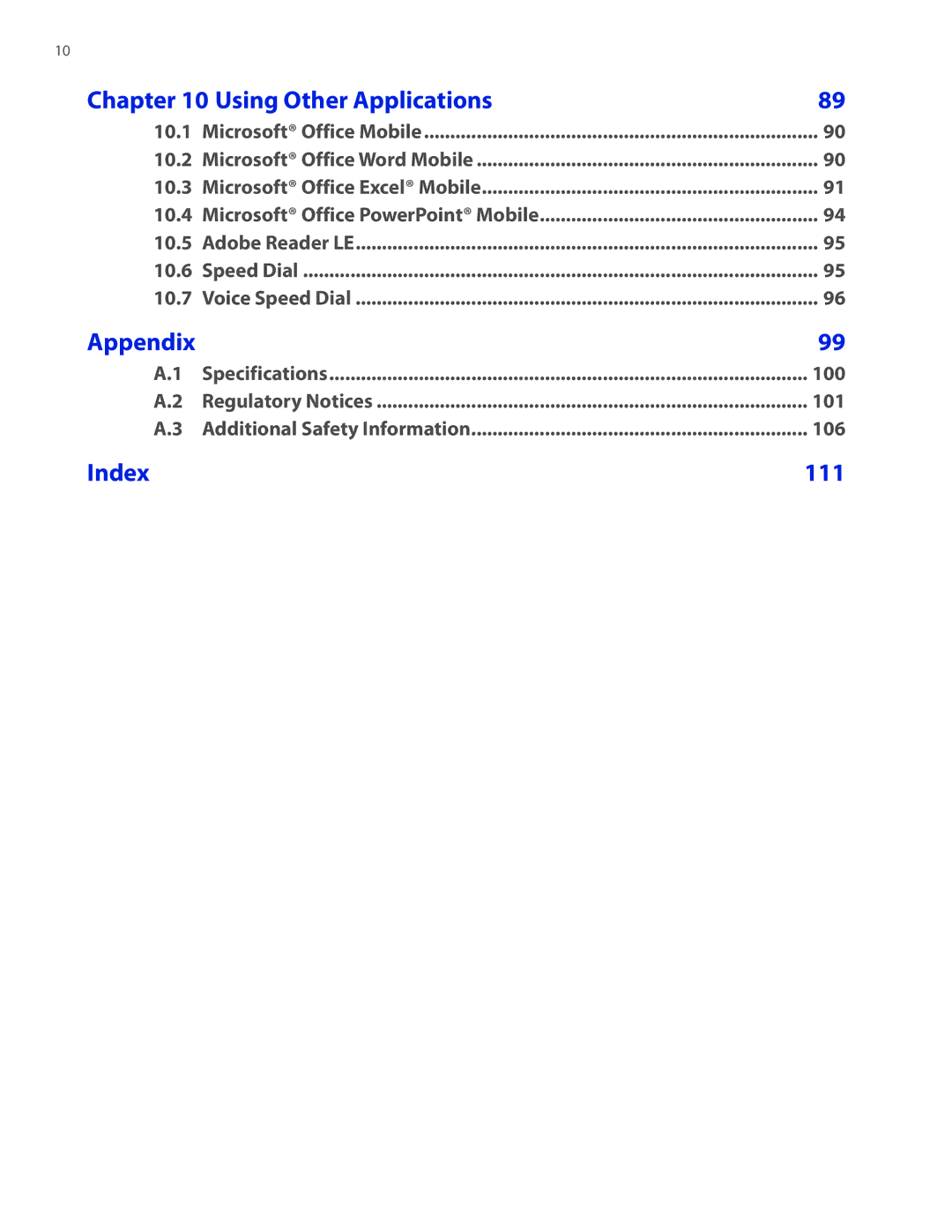 HTC IRIS100 user manual Appendix 