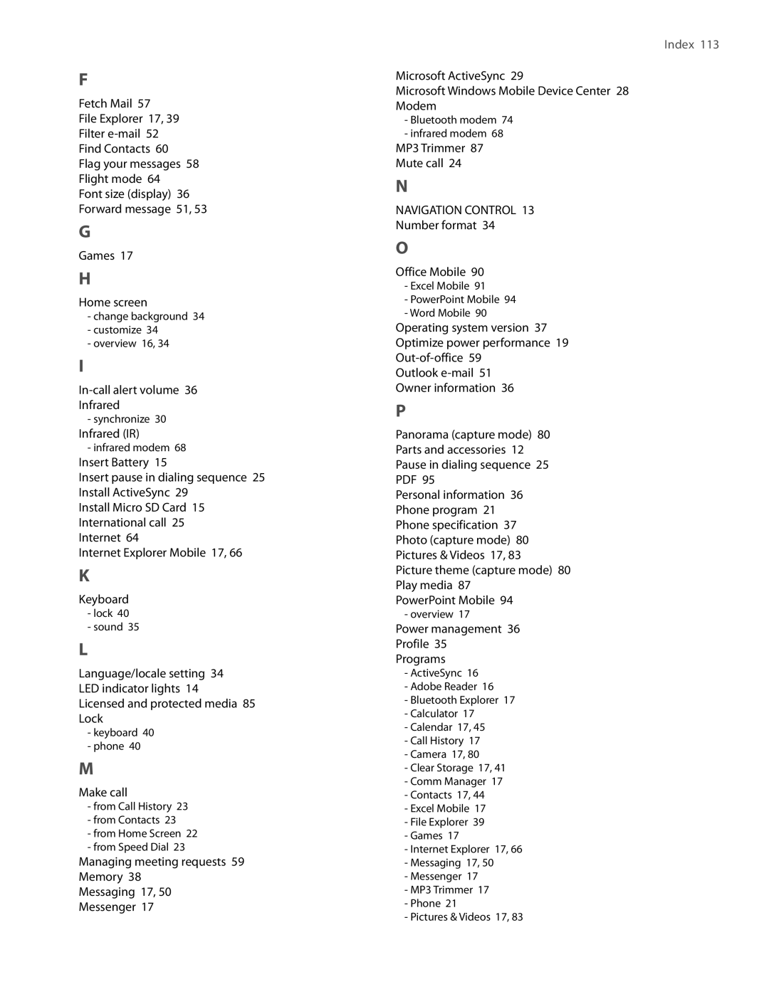 HTC IRIS100 user manual Navigation Control 