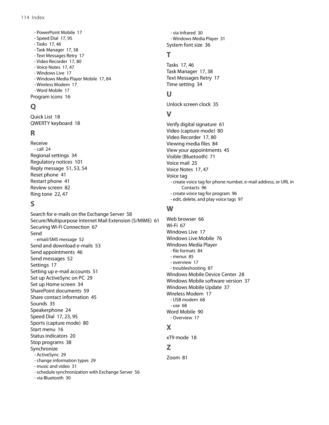 HTC IRIS100 user manual Program icons Quick List Qwerty keyboard Receive 