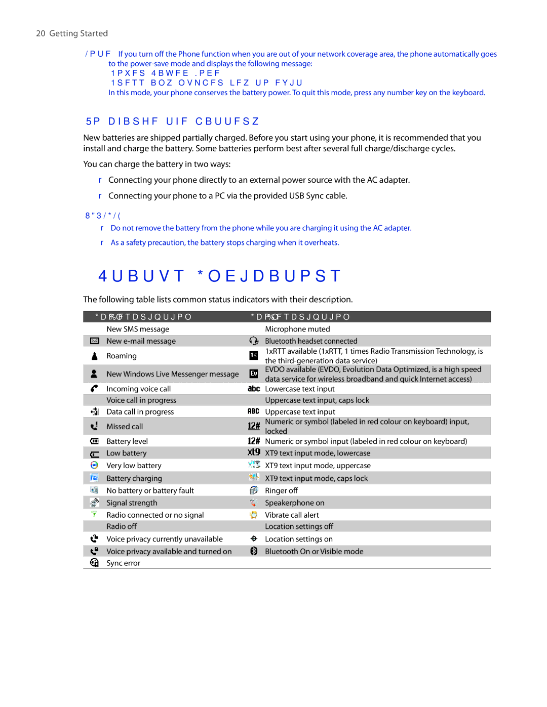 HTC IRIS100 user manual Status Indicators, To charge the battery 