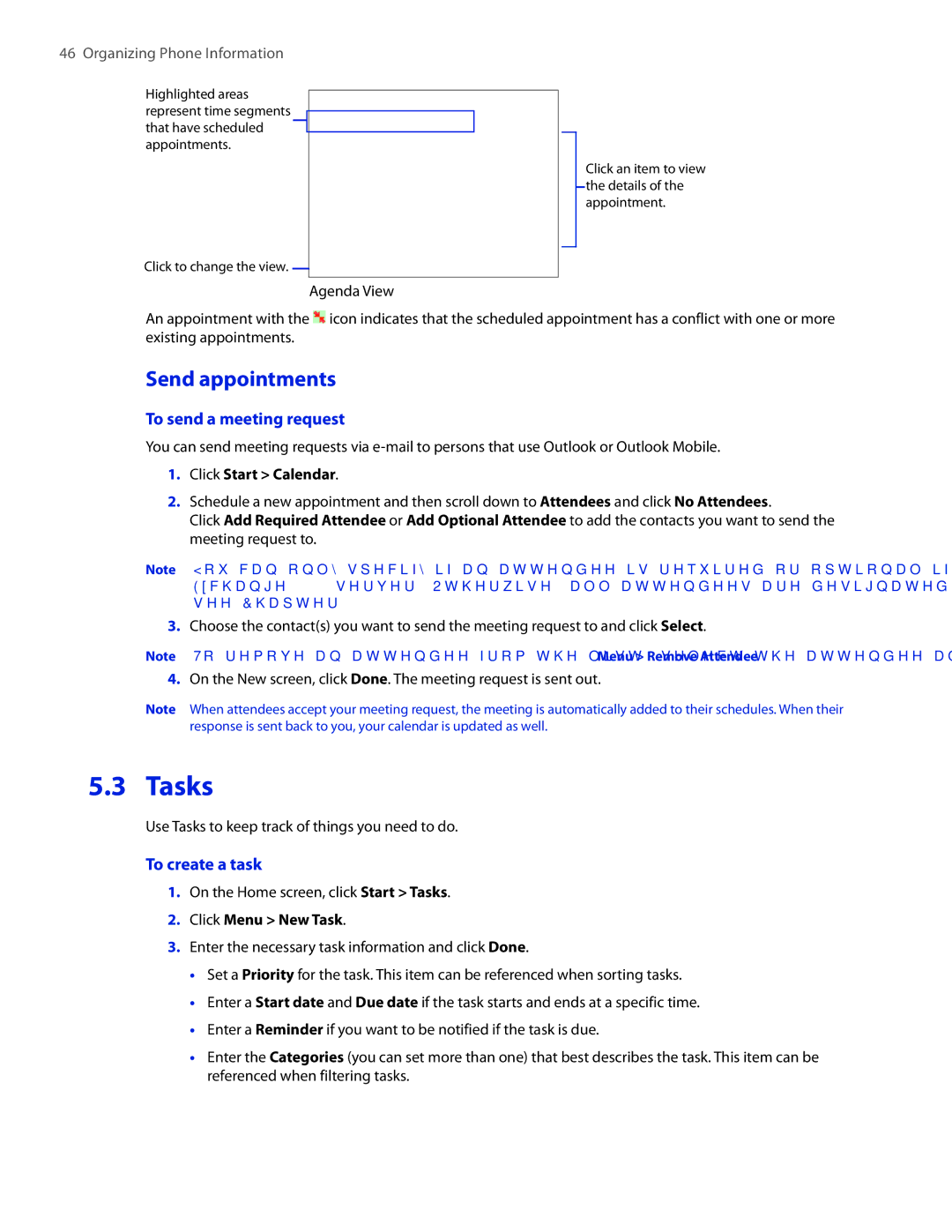 HTC IRIS100 user manual Tasks, Send appointments, To send a meeting request, To create a task 