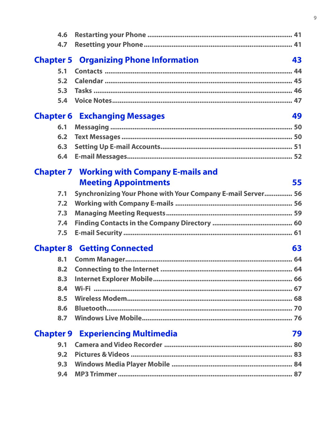 HTC IRIS100 user manual Organizing Phone Information 