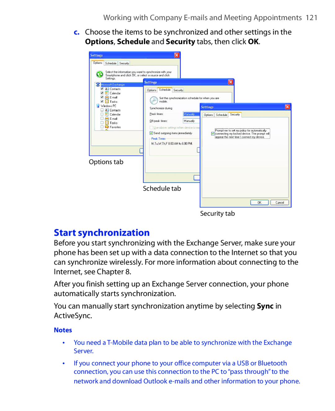 HTC KII0160 user manual Start synchronization 