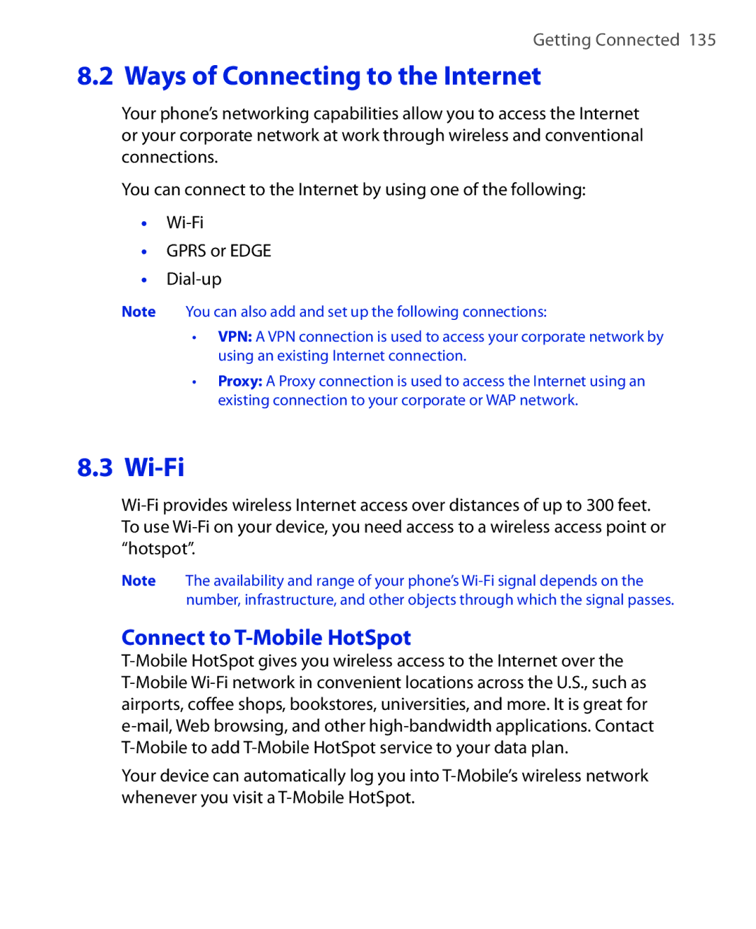 HTC KII0160 user manual Connect to T-Mobile HotSpot 