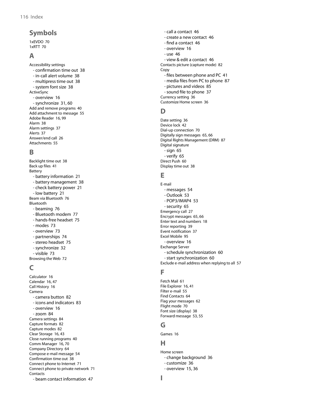 HTC LIBR100 user manual Symbols 