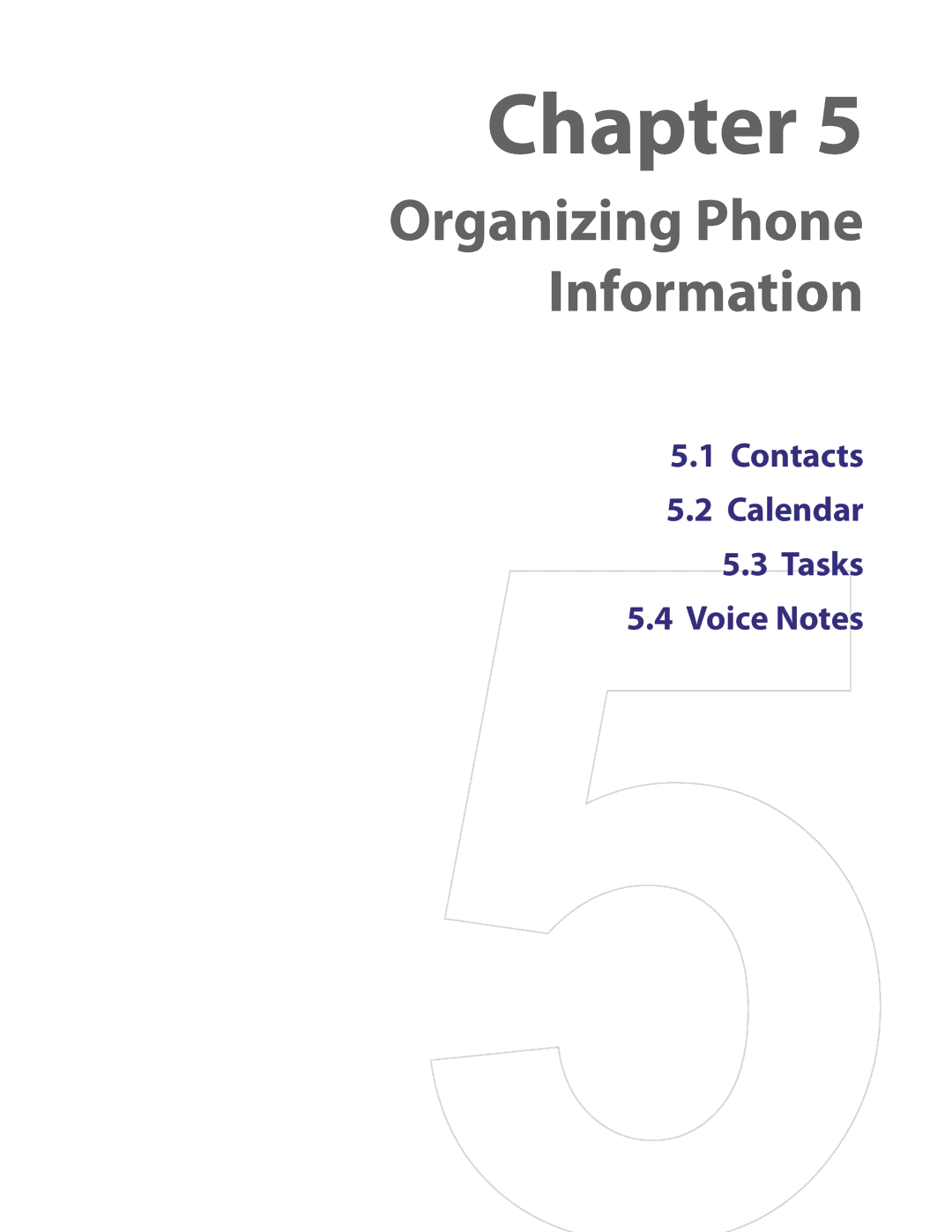 HTC LIBR100 user manual Organizing Phone Information 