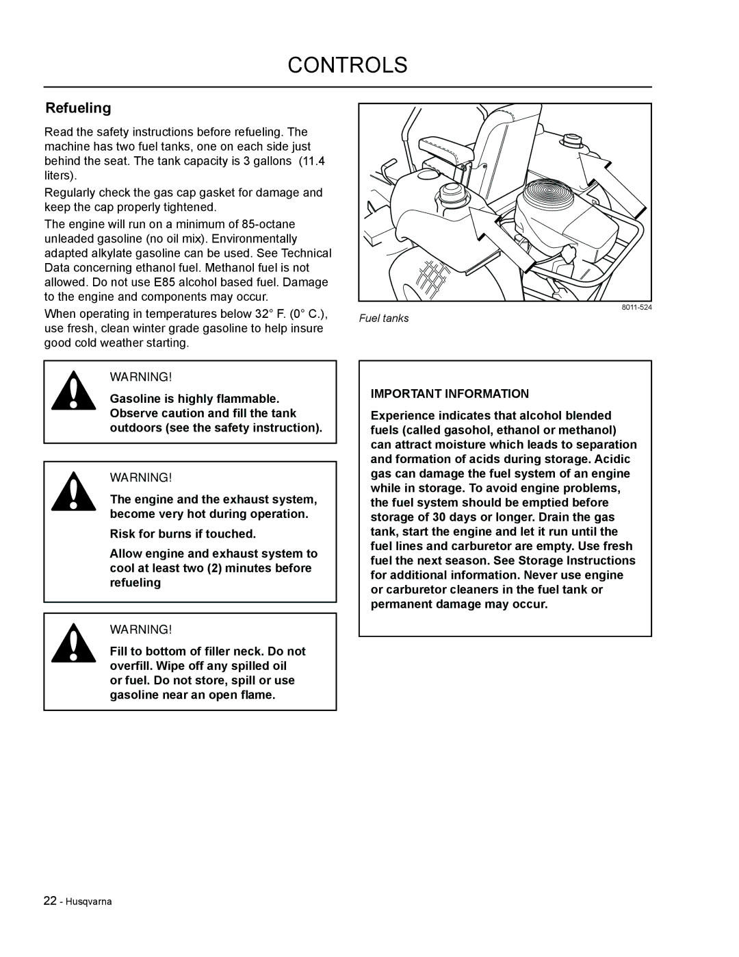 HTC LZC5227 / 965879701, LZC6130 / 965879801, LZ30 / 968999776, LZC5225 / 965879601 manual Refueling 