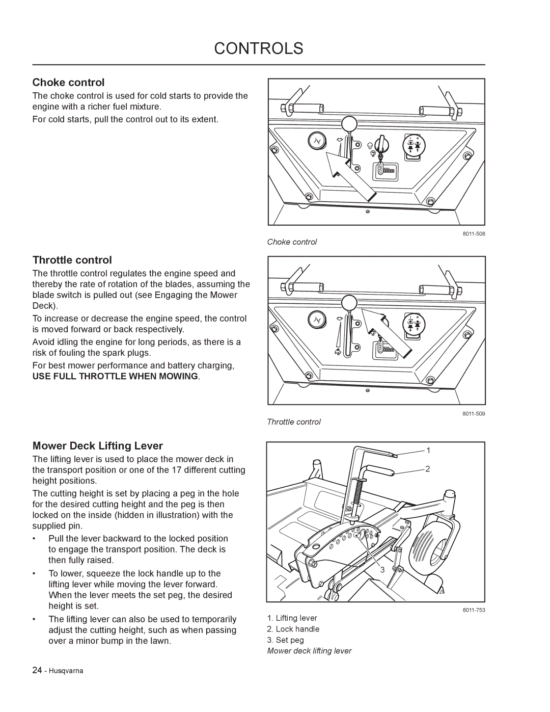 HTC LZC6130 / 965879801, LZ30 / 968999776, LZC5227 / 965879701 Choke control, Throttle control, Mower Deck Lifting Lever 