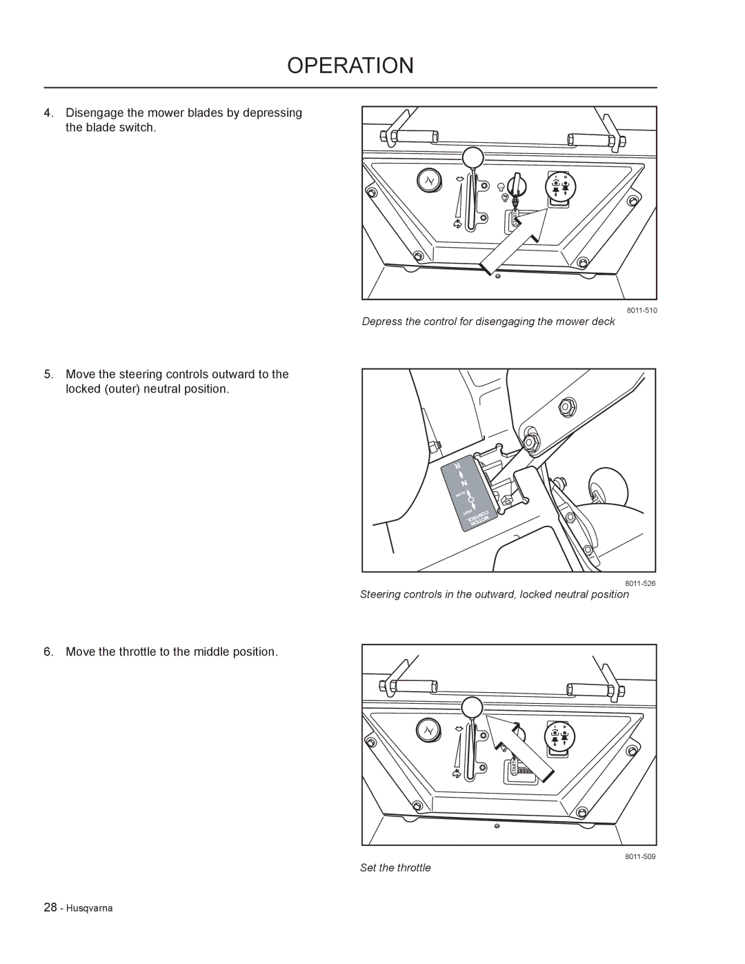 HTC LZC6130 / 965879801, LZ30 / 968999776, LZC5227 / 965879701 manual Depress the control for disengaging the mower deck 