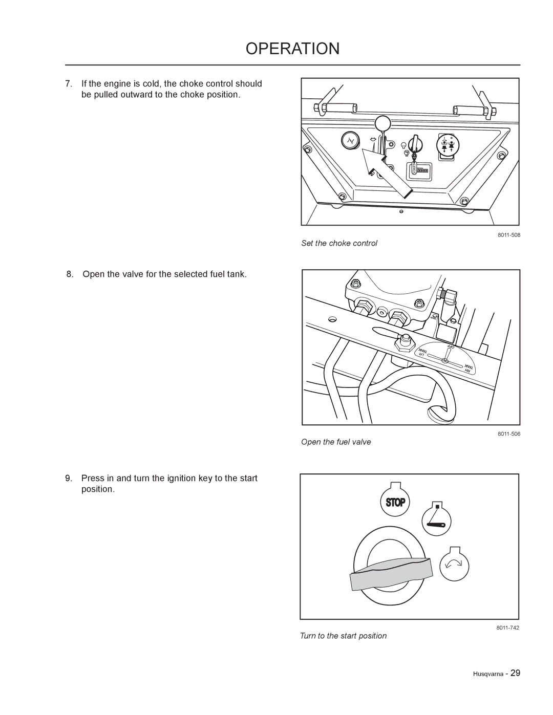 HTC LZ30 / 968999776, LZC6130 / 965879801, LZC5227 / 965879701 Press in and turn the ignition key to the start position 