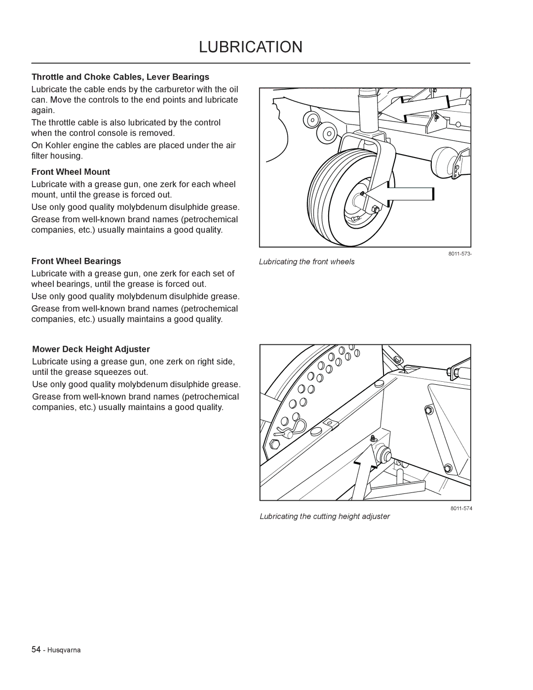 HTC LZC5227 / 965879701 manual Throttle and Choke Cables, Lever Bearings, Front Wheel Mount, Front Wheel Bearings 