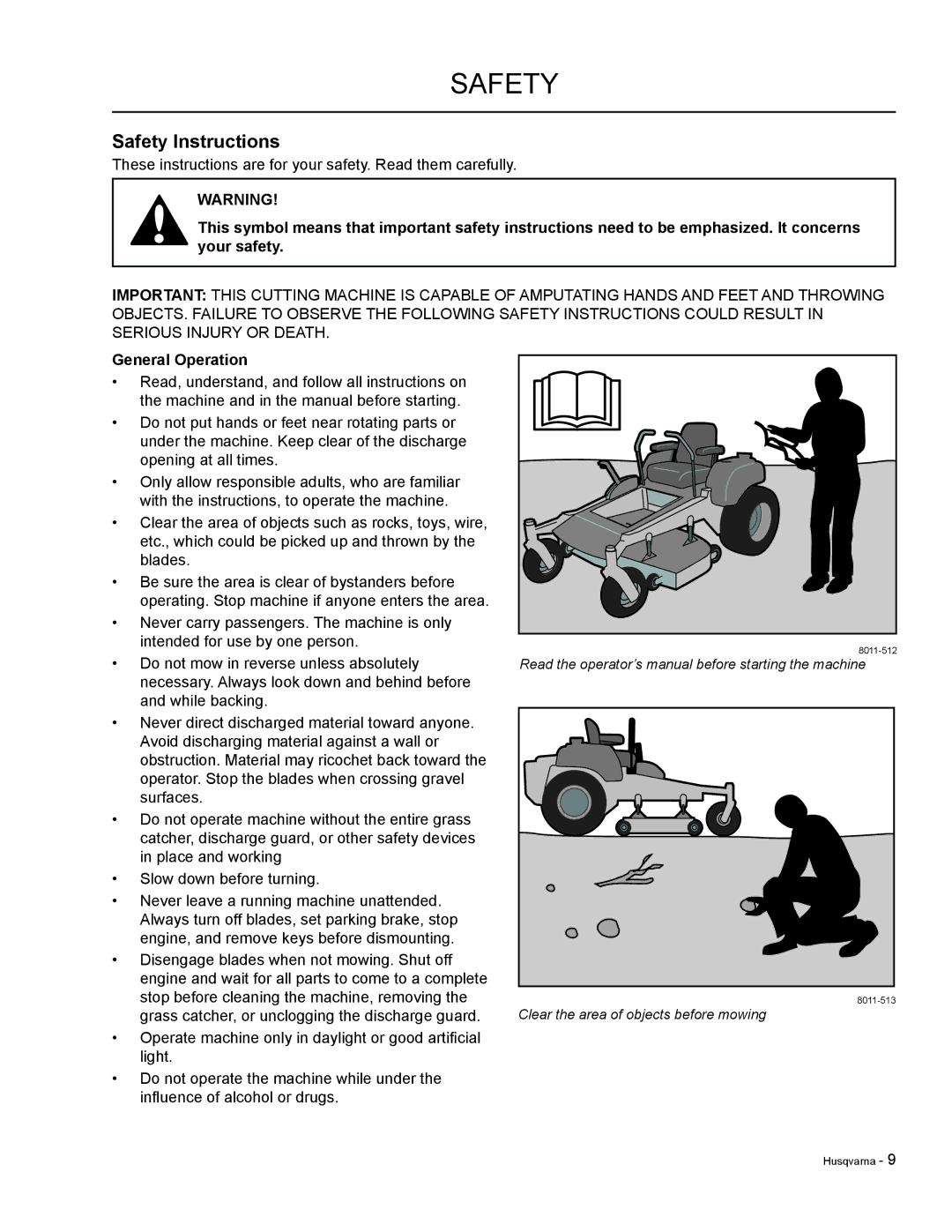 HTC LZ30 / 968999776, LZC6130 / 965879801, LZC5227 / 965879701 manual Safety Instructions, General Operation 