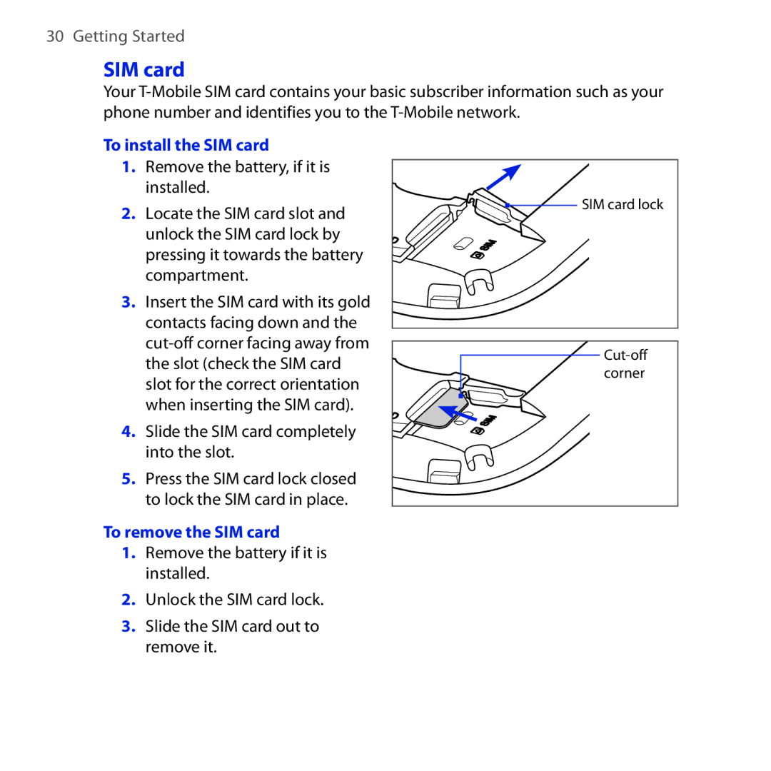 HTC MAPL100, HS S200 manual To install the SIM card, To remove the SIM card 