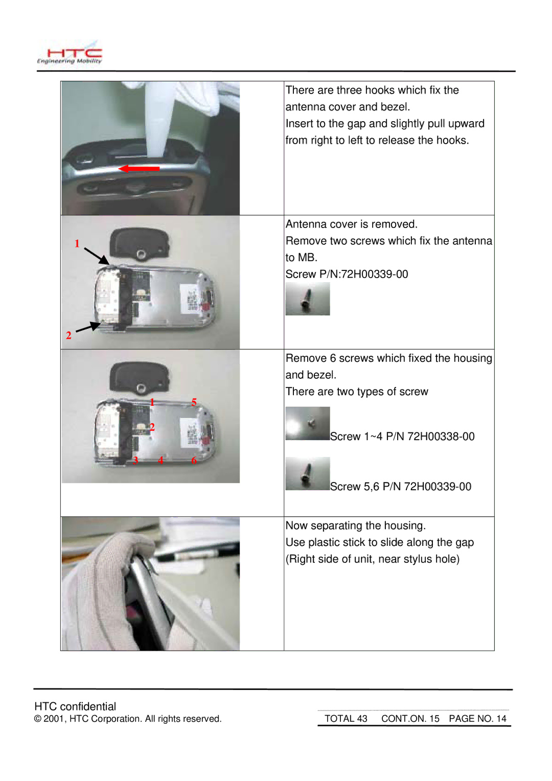 HTC MDA2 service manual Total 43 CONT.ON page no 