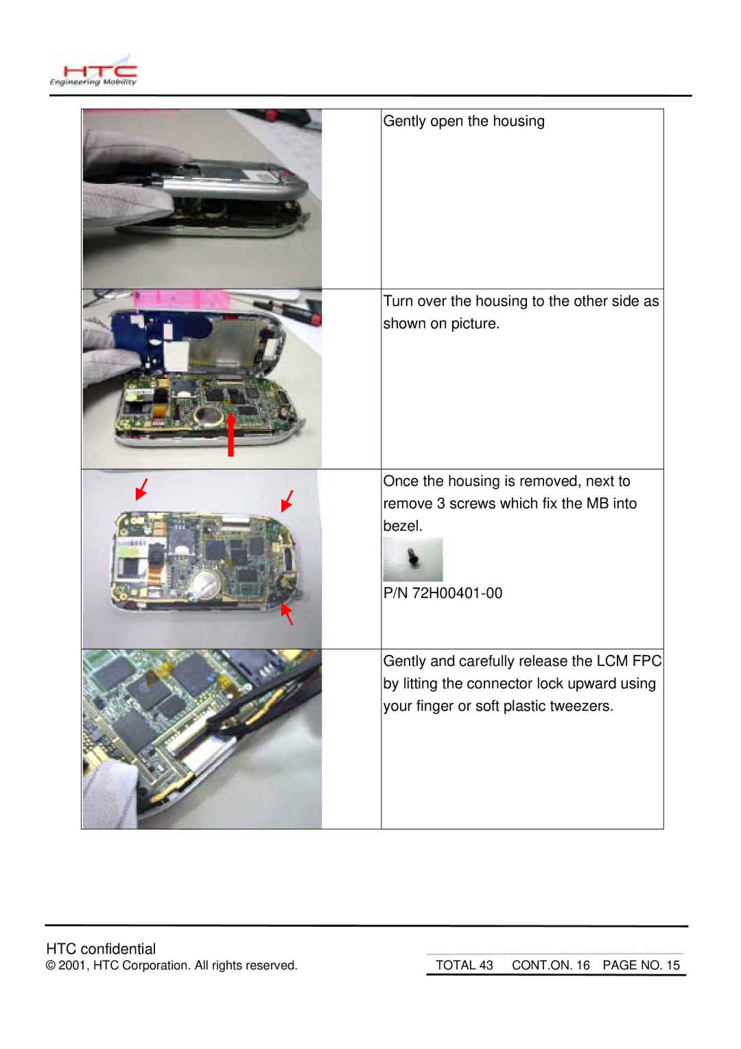 HTC MDA2 service manual Total 43 CONT.ON page no 