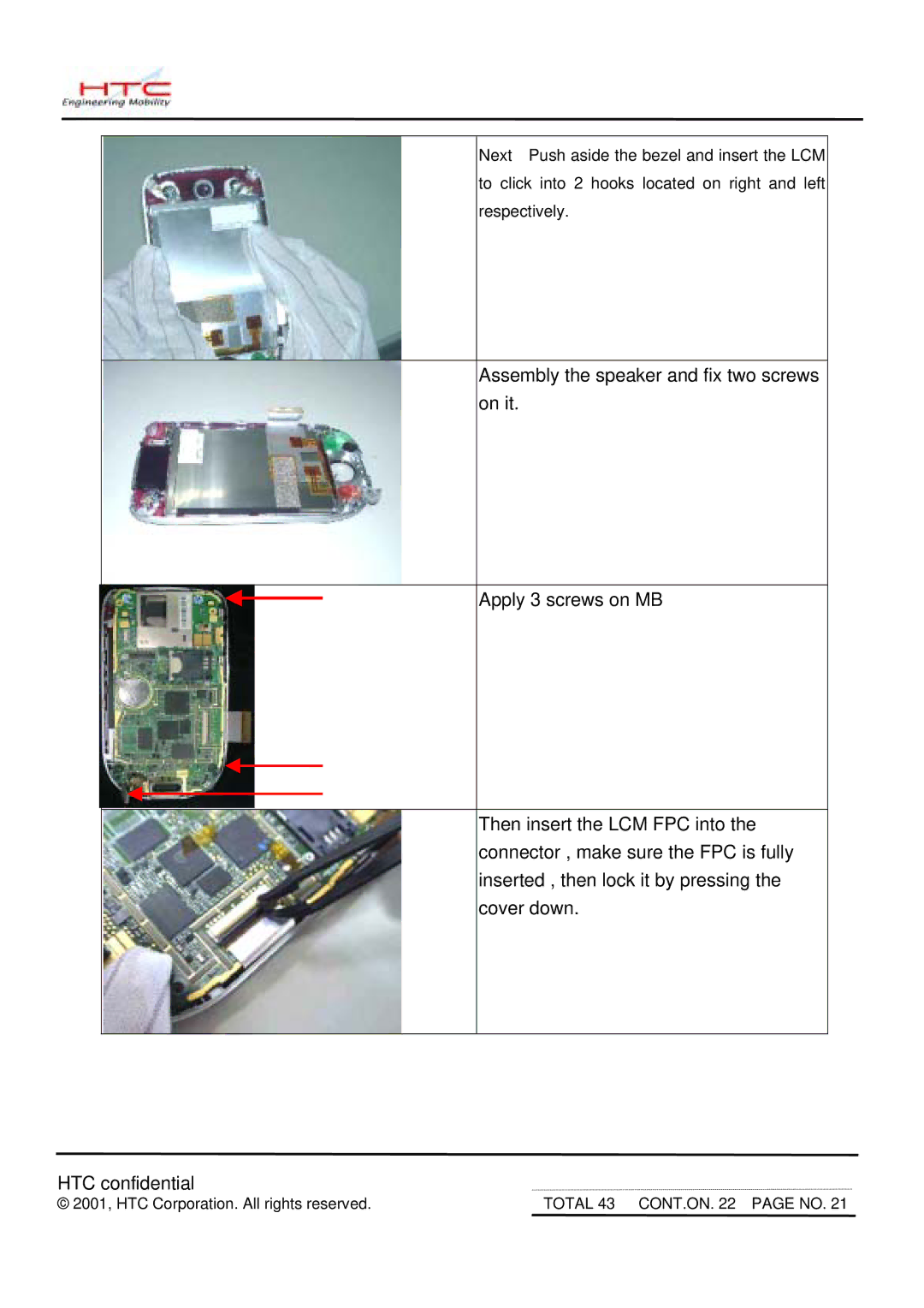 HTC MDA2 service manual Total 43 CONT.ON page no 